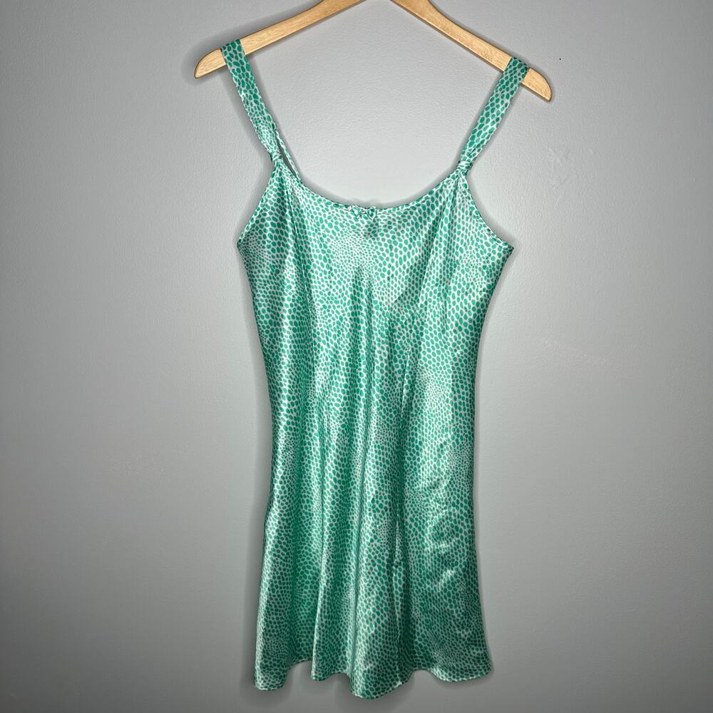 Morgan Taylor Intimates Nightgown Women S Green Cheetah EUC Satin Slip Dress